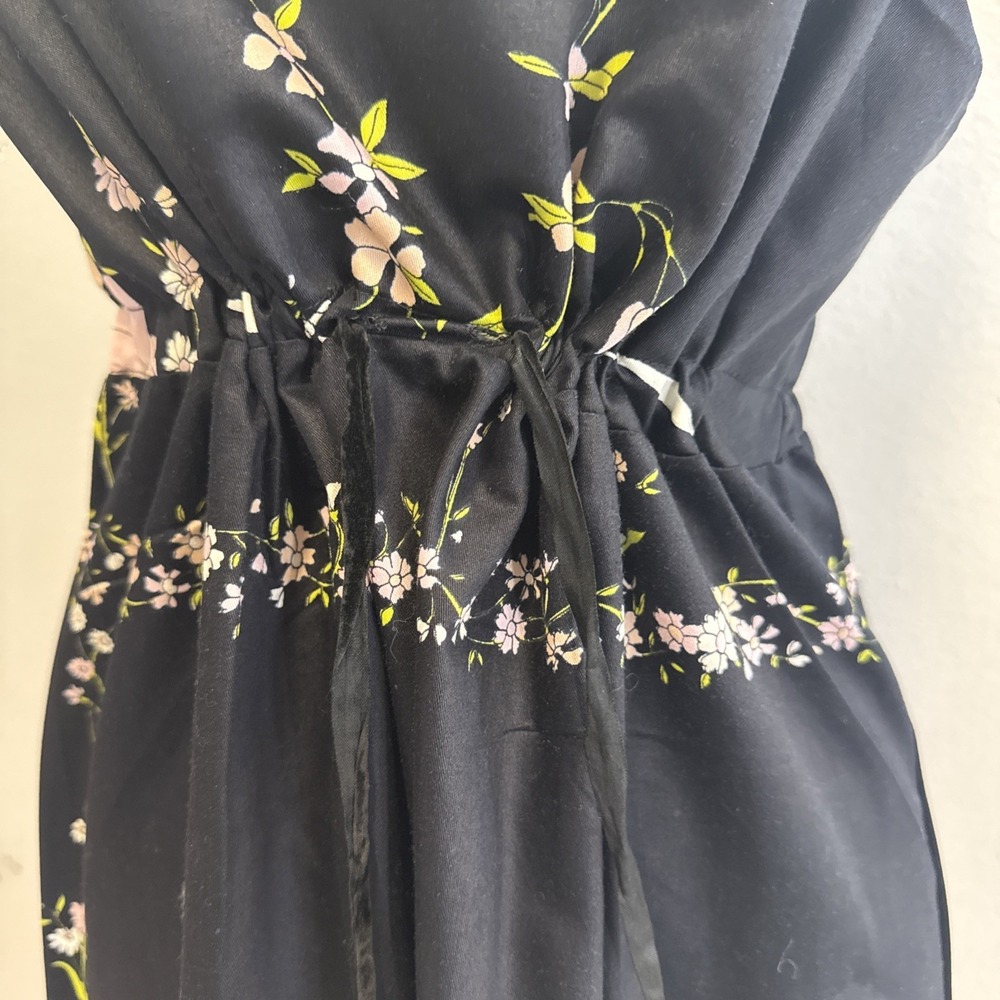 Vtg‎ Dutchess Individually Yours Maxi Dress M Black Floral Babydoll Cottagecore - Picture 8 of 14